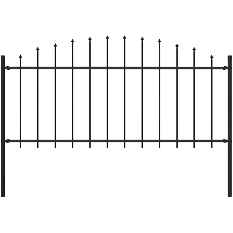 Valla de jardín con puntas acero negro (0,5-0,75)x1,7 m