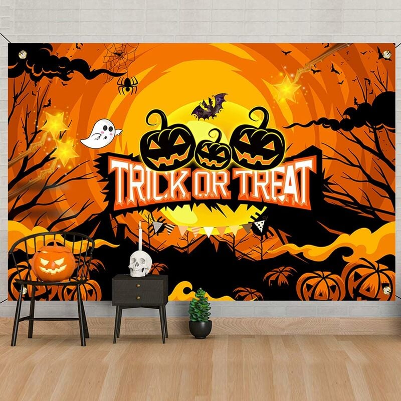 Decoraciones de Halloween Banner Truco o trato Banner de Halloween Telón de fondo colgante para Halloween Photo Booth Telón de fondo Decoración de carteles 180 * 115 CM