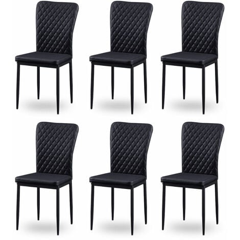 AINPECCA Set of 6 Dining Chairs High Back PU Office Kitchen Chair Living Home-Black