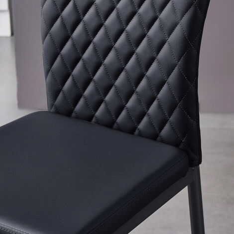 AINPECCA Set of 6 Dining Chairs High Back PU Office Kitchen Chair Living Home-Black