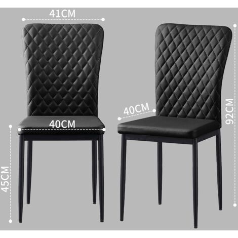 AINPECCA Set of 4 Dining Chairs High Back PU Office Kitchen Chair Living Home-BLACK