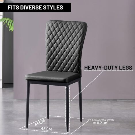 AINPECCA Set of 4 Dining Chairs High Back PU Office Kitchen Chair Living Home-BLACK