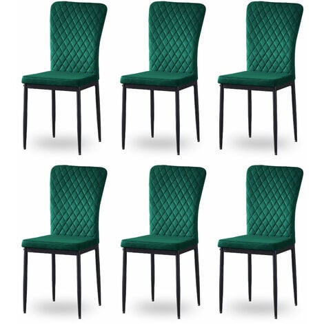 AINPECCA Set of 6 Dining Chairs High Back Velvet Office Kitchen Chair Living Home-Green