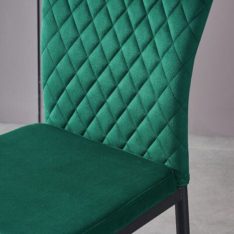 AINPECCA Set of 6 Dining Chairs High Back Velvet Office Kitchen Chair Living Home-Green