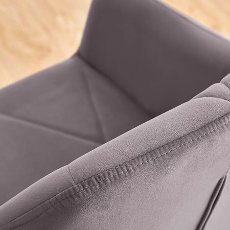 AINPECCA 2X Dining Chairs Set Faux Suede Leather/Velvet Padded Metal Legs Armchair Home,GREY