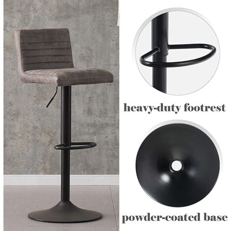 AINPECCA Set of 4 Faux Suede Bar Stools Metal Frame Footrest Base Cafe Pub Swivel Chairs,Beige