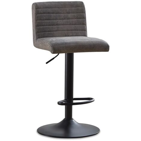 AINPECCA Set of 1 Faux Suede Bar Stools Metal Frame Footrest Base Cafe Pub Swivel Chairs,Grey