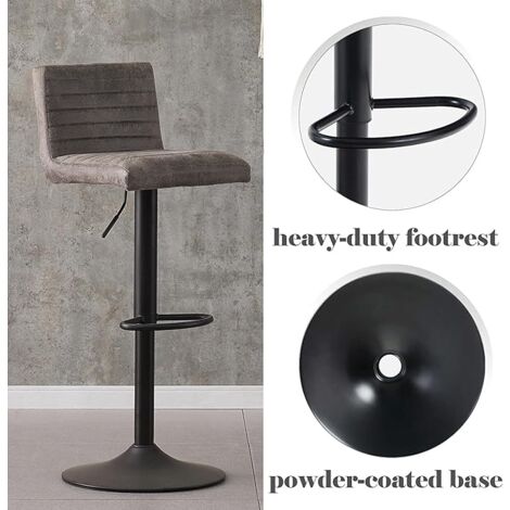 AINPECCA Set of 2 Faux Suede Bar Stools Metal Frame Footrest Base Cafe Pub Swivel Chairs,Beige