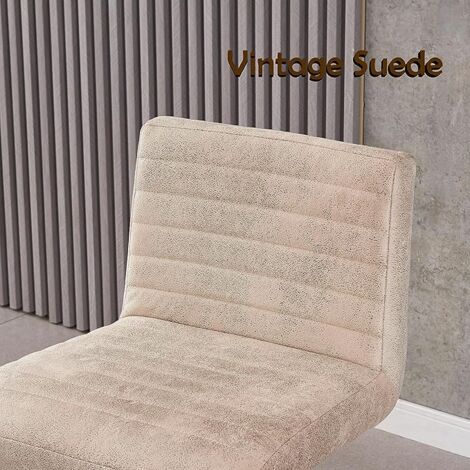 AINPECCA Set of 2 Faux Suede Bar Stools Metal Frame Footrest Base Cafe Pub Swivel Chairs,Beige