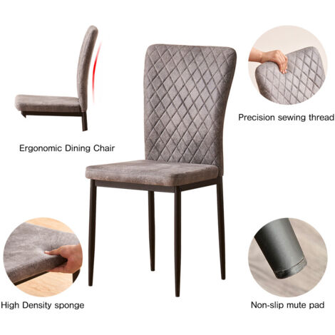 AINPECCA Set of Dining Chairs High Back Suede Office Kitchen