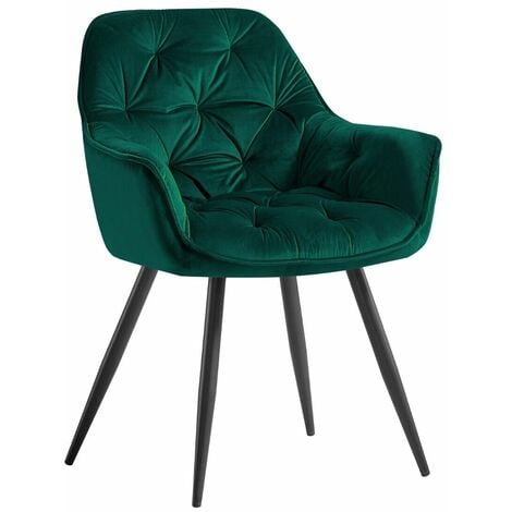 AINPECCA Dining Chairs Velvet Padded Seat Metal Legs Kitchen Chair Home Office(Green,2PCS)