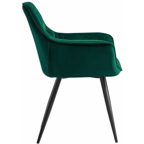 AINPECCA Dining Chairs Velvet Padded Seat Metal Legs Kitchen Chair Home Office(Green,2PCS)