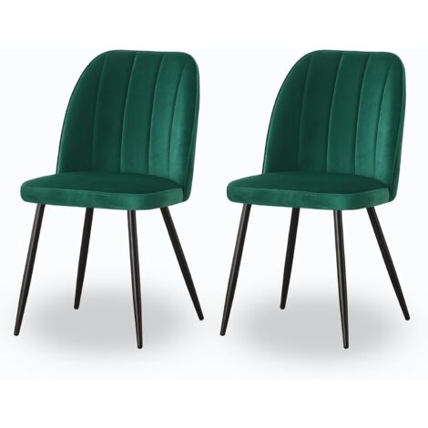 AINPECCA 2X Dining Chairs Padded Seat Metal Leg Kitchen Chair Home Office Room Green