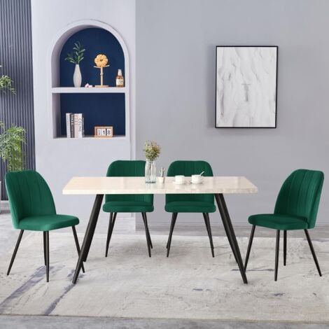 AINPECCA 2X Dining Chairs Padded Seat Metal Leg Kitchen Chair Home Office Room Green