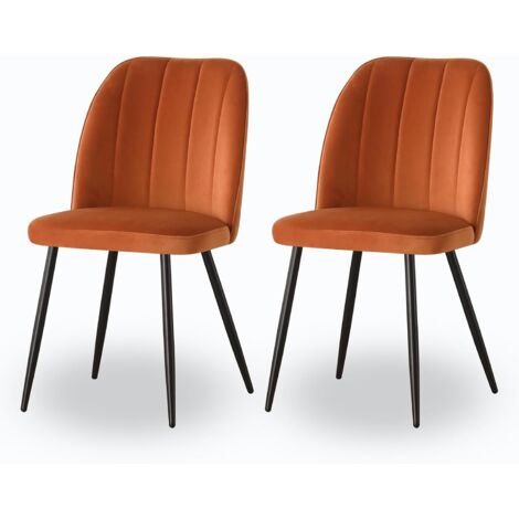AINPECCA 2X Dining Chairs Padded Seat Metal Leg Kitchen Chair Home Office Room Orange