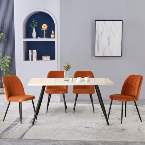 AINPECCA 2X Dining Chairs Padded Seat Metal Leg Kitchen Chair Home Office Room Orange