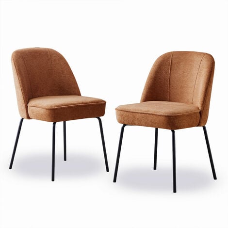Set of 2 Dinning Chairs with High-Resilience Spring Cushion with Metal Legs,ORANGE