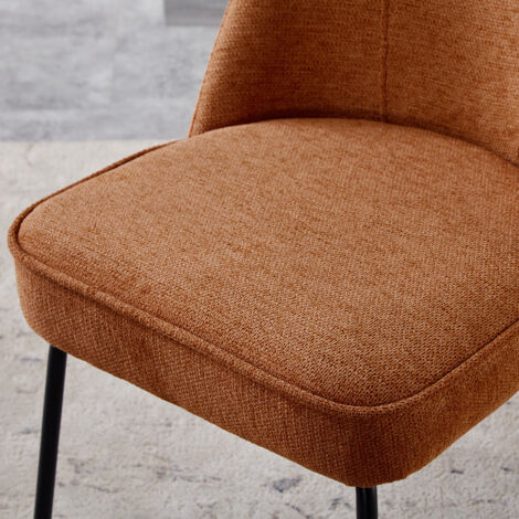 Set of 2 Dinning Chairs with High-Resilience Spring Cushion with Metal Legs,ORANGE