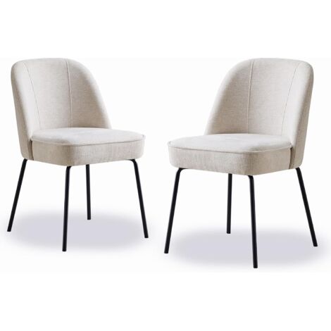 Set of 2 Dinning Chairs with High-Resilience Spring Cushion with Metal Legs,BEIGE