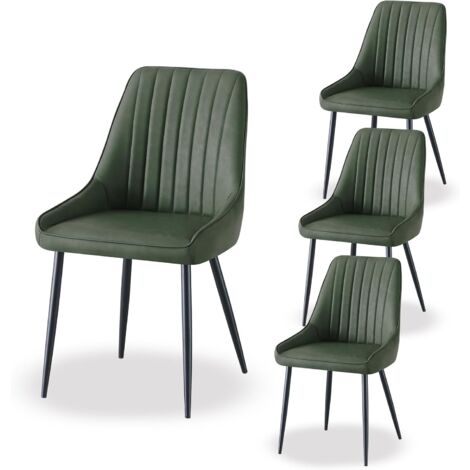 AINPECCA Dining Chairs set of 4 Armless Faux Leather Kitchen Chair with Backs Metal Legs for Dining Room Living Room and Kitchen (4pcs,Green)