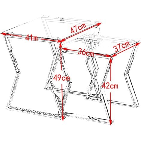 AINPECCA Eclipse Glass Nest of Tables Set 2 Clear Transparent Set Side Lamp End Table Home