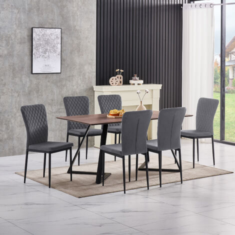 AINPECCA OAK Dining Table Set and 8 Grey Velvet chairs kitchen table set UK