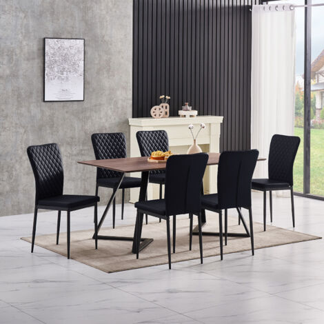 AINPECCA OAK Dining Table Set and 8 Black Leather chairs kitchen table set UK