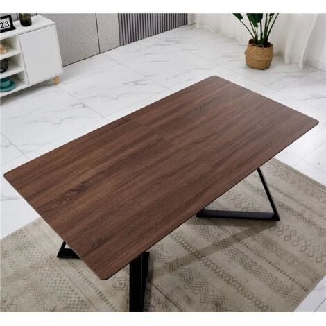 AINPECCA 150cm Dining Table and Chair Set Brown - 4x Black Velvet Dining Chairs & Wooden Dining Table