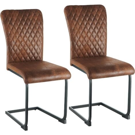 AINPECCA Dining Chairs Set of 2 Suede Brown Dining Chair with Padded Seat, High - Back and Stylish Modern Design Kitchen Chairs for Dining Room (Brown , 2)