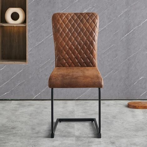 AINPECCA Dining Chairs Set of 2 Suede Brown Dining Chair with Padded Seat, High - Back and Stylish Modern Design Kitchen Chairs for Dining Room (Brown , 2)