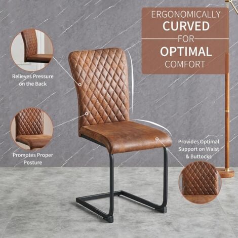 AINPECCA Dining Chairs Set of 2 Suede Brown Dining Chair with Padded Seat, High - Back and Stylish Modern Design Kitchen Chairs for Dining Room (Brown , 2)