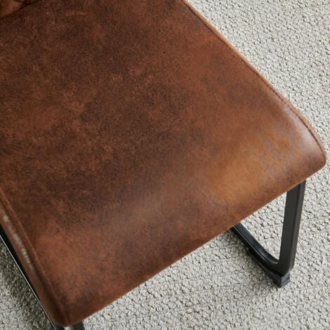 AINPECCA Dining Chairs Set of 2 Suede Brown Dining Chair with Padded Seat, High - Back and Stylish Modern Design Kitchen Chairs for Dining Room (Brown , 2)