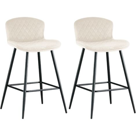 AINPECCA Bar Stools Set of 2 Soft Velvet Seat Bar Chairs Breakfast Kitchen Counter Chairs with Metal Legs, Backrests & Footrests