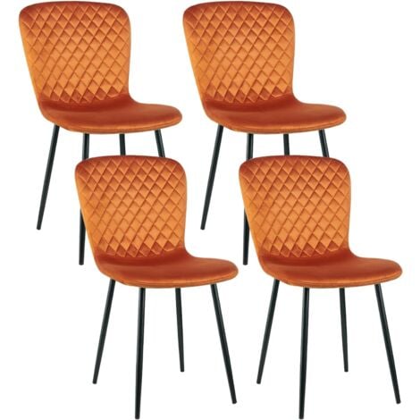 AINPECCA Dining Chairs Set of 4 Velvet Dining Chairs Modern Office Chair with Backrest and Metal Legs for Kitchen Living Room (Orange)