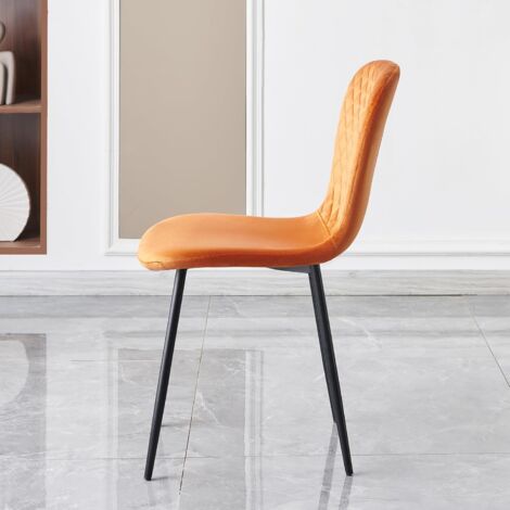 AINPECCA Dining Chairs Set of 4 Velvet Dining Chairs Modern Office Chair with Backrest and Metal Legs for Kitchen Living Room (Orange)