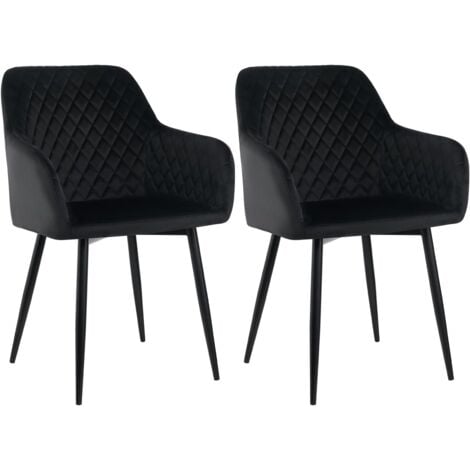 AINPECCA Velvet Dining Chair with Arms and Backrest Kitchen Dining Chair Living Room Chair Chair for Bedroom (Black, 2)