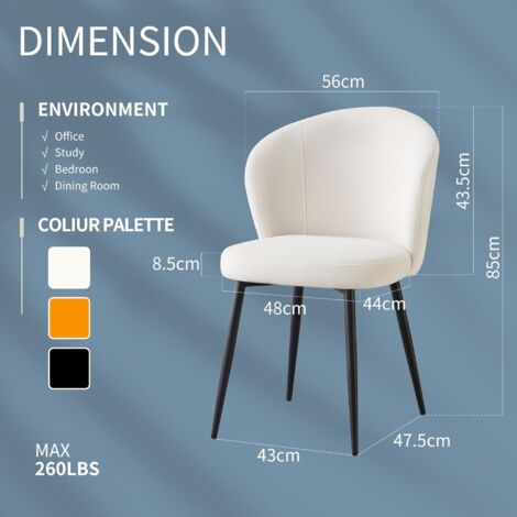 AINPECCA Beige Velvet Dining Chairs Set of 6 Modern Dining Chairs with Comfortable Thick Backrest, Cushion and Black Metal Legs for Living Room Dining Room Bedroom