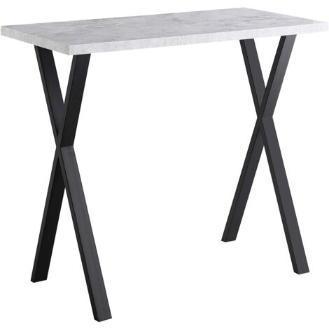 AINPECCA Bar Table Breakfast Counter Table with Metal Legs Industrial Style Coffee Kitchen (Grey Marble Effect Top, Gray)