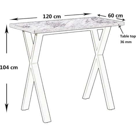 AINPECCA Bar Table Breakfast Counter Table with Metal Legs Industrial Style Coffee Kitchen (Grey Marble Effect Top, Gray)