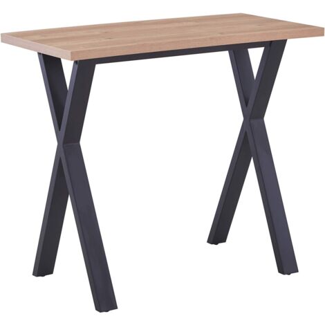 AINPECCA Bar Table Breakfast Counter Table with Oak effect top and Metal Legs Industrial Style Coffee Kitchen (120x60x104cm)