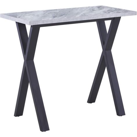 AINPECCA Bar Table Breakfast Counter Table with Metal Legs Industrial Style Coffee Kitchen (White marble effect top, White)