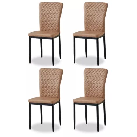 Set of 4 Faux Leather Dining Chairs High Back Kitchen Counter chairs home & restaurants & Lounge Leisure & Living Room & Office（Brown,4pcs）