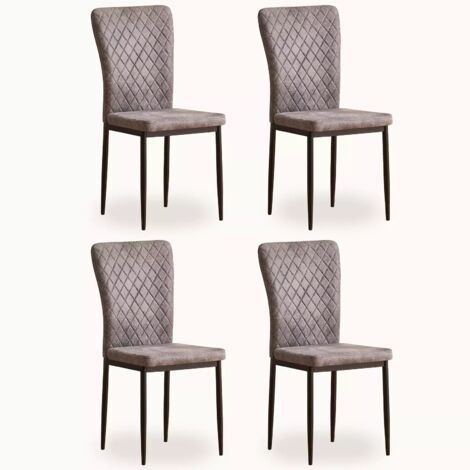 Set of 4 Suede Dining Chairs High Back Kitchen Counter chairs home & restaurants & Lounge Leisure & Living Room & Office（Grey,4）