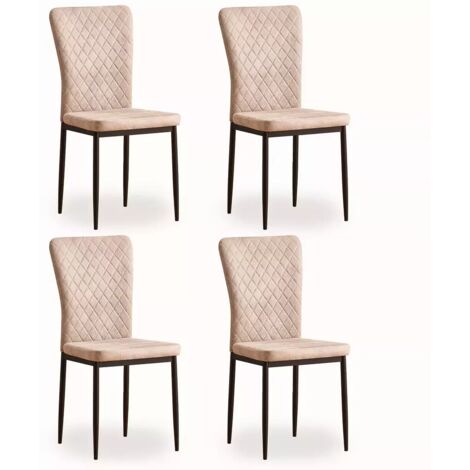 Set of 4 Suede Dining Chairs High Back Kitchen Counter chairs home & restaurants & Lounge Leisure & Living Room & Office（Beige,4）