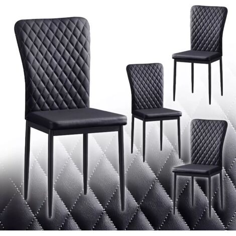 Set of 6 Faux Leather Dining Chairs High Back Kitchen Counter chairs home & restaurants& Lounge Leisure&Living Room（Black,4pcs）