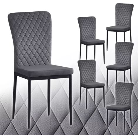 Set of 6 Velvet Dining Chairs High Back Kitchen Counter chairs home & restaurants& Lounge Leisure&Living Room（Grey,4）