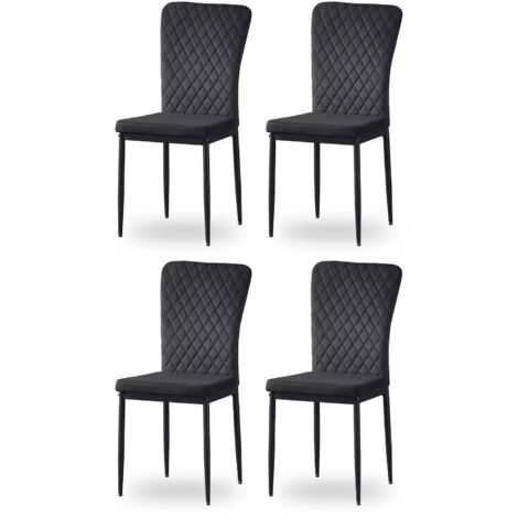 Set of 4 Velvet Dining Chairs High Back Kitchen Counter chairs home & restaurants & Lounge Leisure & Living Room & Office（Black,4pcs）