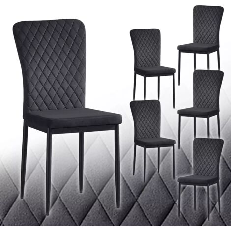 Set of 6 Velvet Dining Chairs High Back Kitchen Counter chairs home & restaurants& Lounge Leisure&Living Room（Black,6pcs）