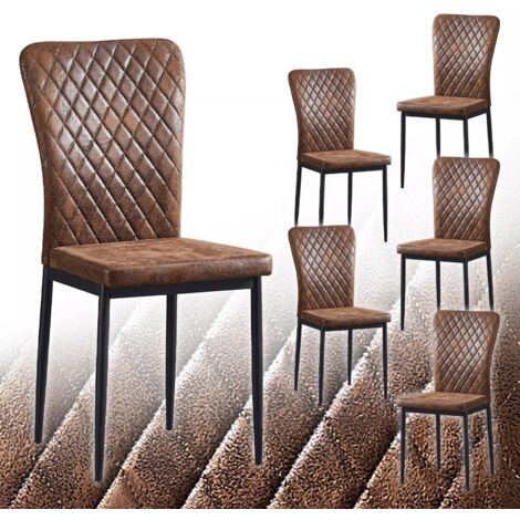 Set of 6 Suede Dining Chairs High Back Kitchen Counter chairs home & restaurants& Lounge Leisure&Living Room（Brown,4）