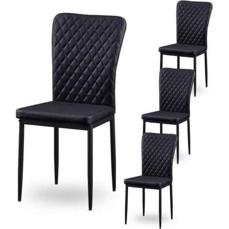 Set of 4 Faux Leather Dining Chairs High Back Kitchen Counter chairs home & restaurants & Lounge Leisure & Living Room & Office(Black,4pcs)